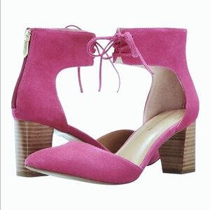 Adrienne Vittadini Magenta Leather/suede Lace-Up Block Heels